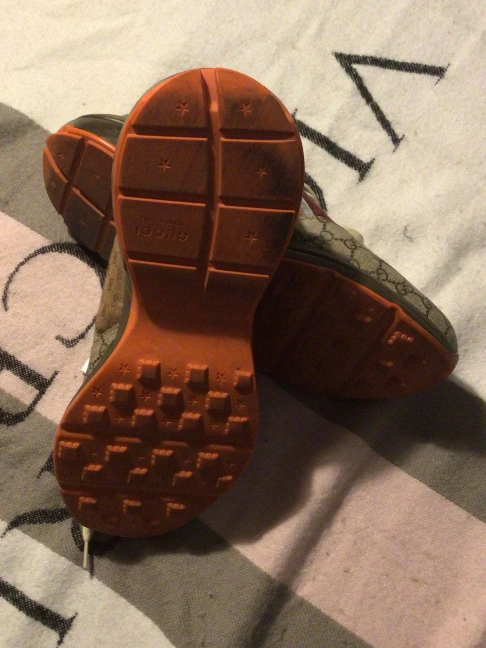 Gucci Burgundy, Beige and Teal Monogram Runner Sneakers